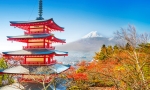 Japan's most iconic landmark, snow-capped volcano Mount Fuji.