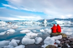 Giant icebergs at Jokulsarlon Glacier Lagoon